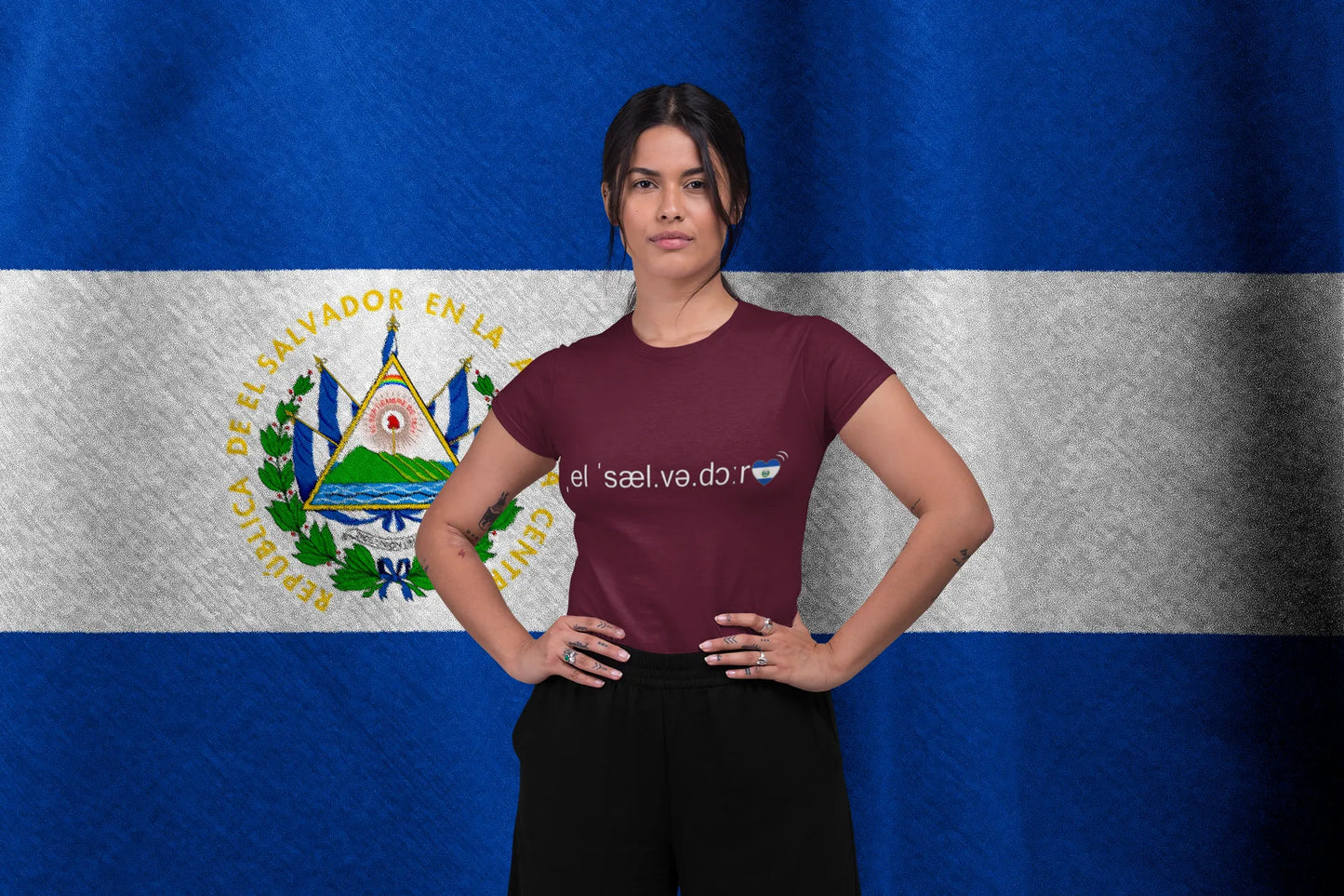 El Salvador Typography Map Shirt, Multilingual Word Cloud Design