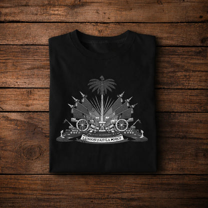 Haiti Coat of Arms T-Shirt – L'Union Fait La Force Haitian Flag Vintage Design
