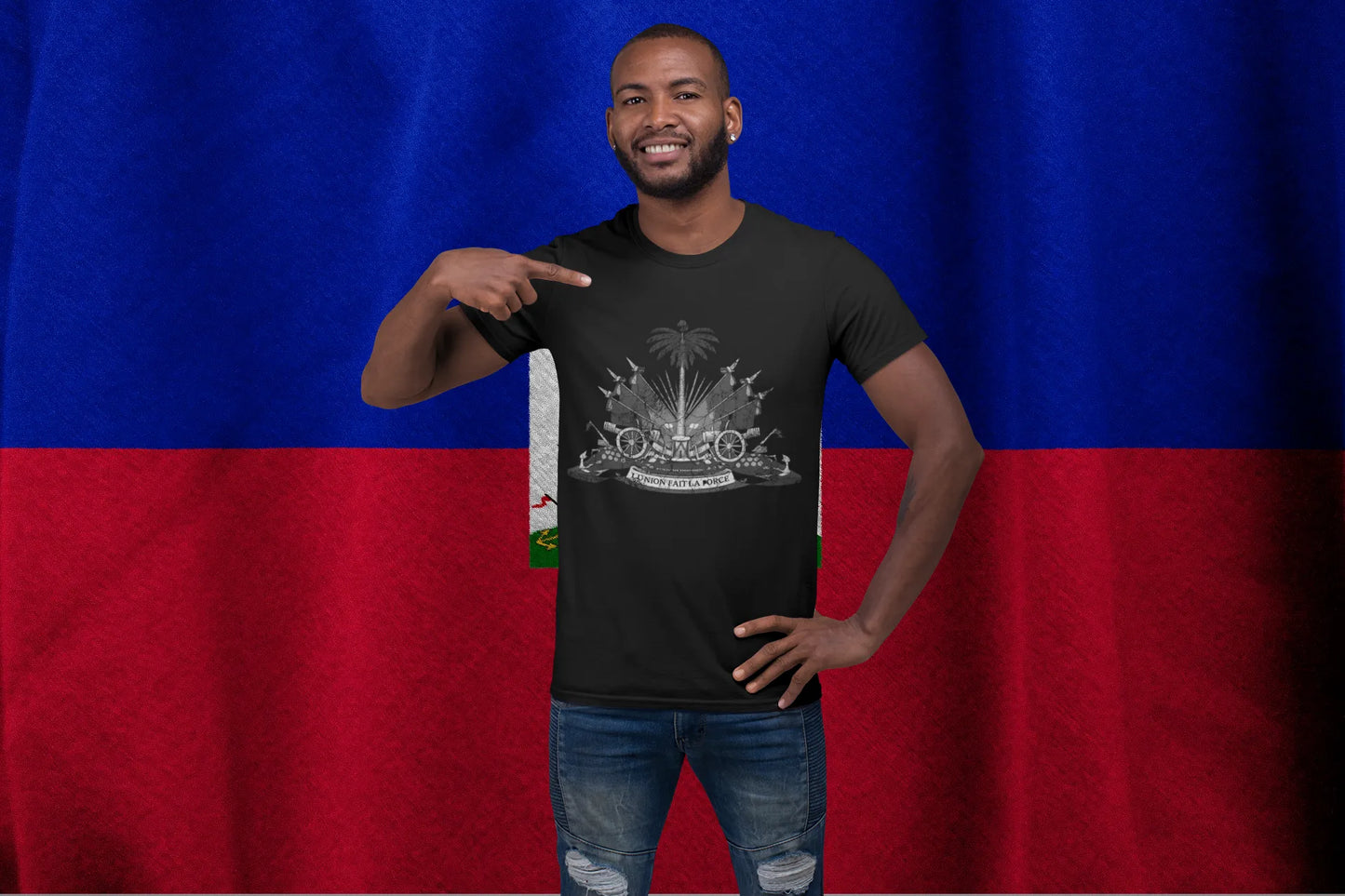 Haiti Coat of Arms T-Shirt – L'Union Fait La Force Haitian Flag Vintage Design