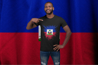 Haiti Flag Paint Splash T-Shirt – Haitian Pride Graphic Tee