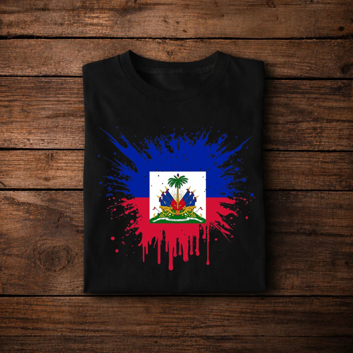 Haiti Flag Paint Splash T-Shirt – Haitian Pride Graphic Tee