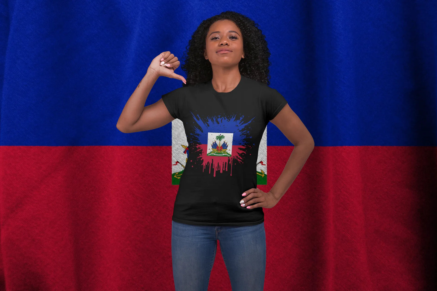 Haiti Flag Paint Splash T-Shirt – Haitian Pride Graphic Tee