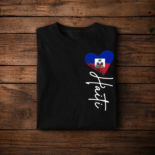 Haiti Heart T-Shirt – Haitian Flag Love Design Minimalist Haiti Pride Shirt