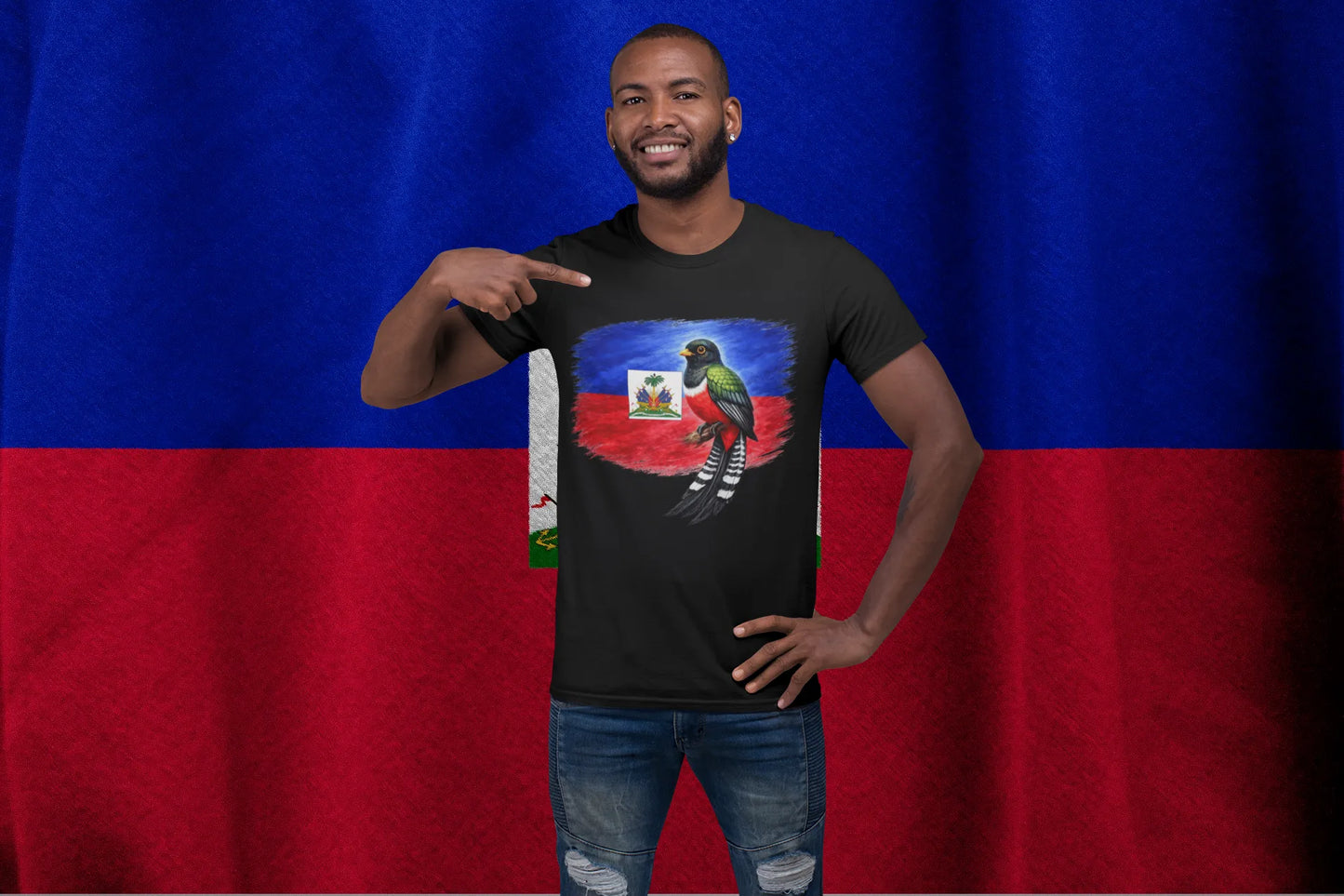 Haiti Hispaniolan Trogon T-Shirt – Haitian Flag Bird Vintage Brush Design