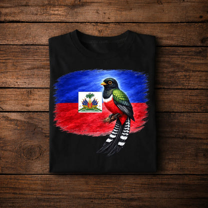 Haiti Hispaniolan Trogon T-Shirt – Haitian Flag Bird Vintage Brush Design