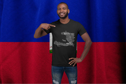 Haiti Typography Map T-Shirt – Haitian Pride World Languages Design