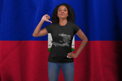 Haiti Typography Map T-Shirt – Haitian Pride World Languages Design