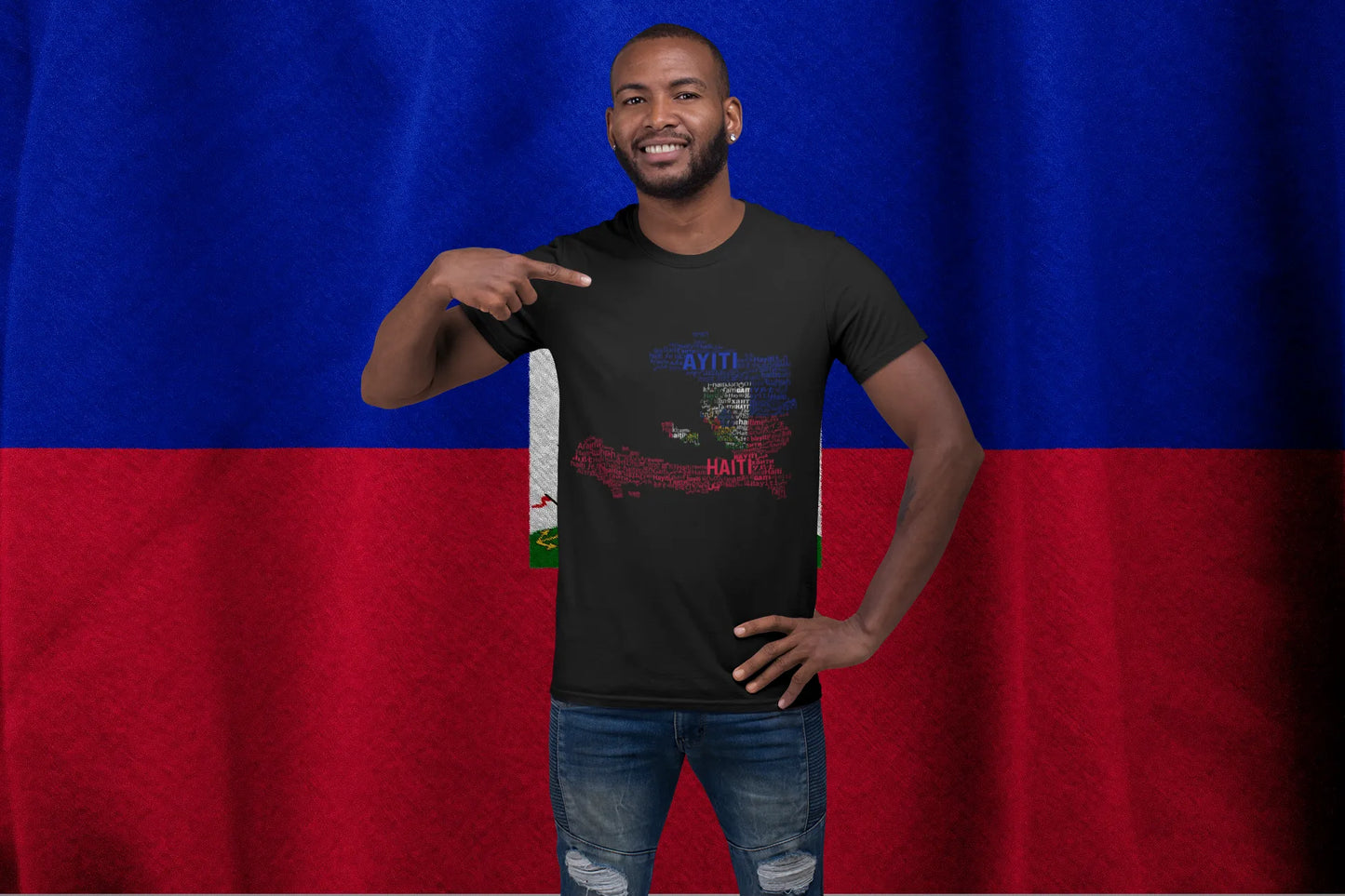Haiti Flag Typography Map Shirt – Multilingual Haitian Pride T-Shirt