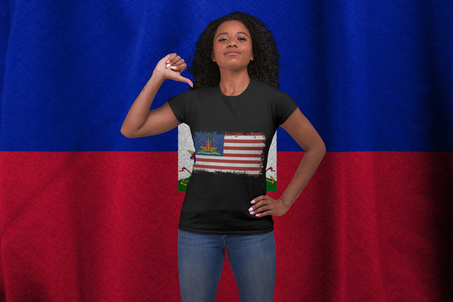 Haiti USA Flag T-Shirt – Haitian American Pride Distressed Flag Tee