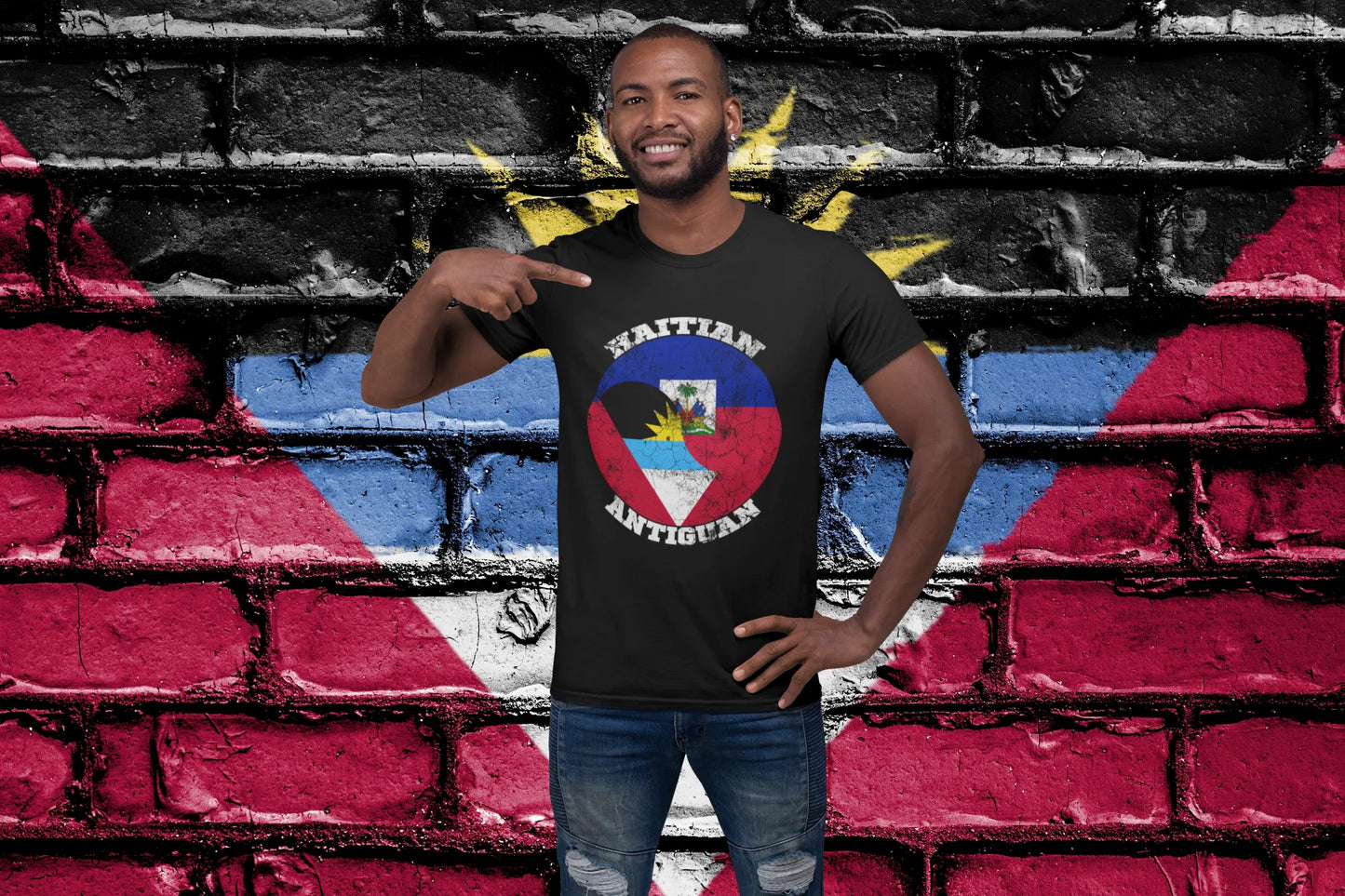 Haitian Antigua Flag T-Shirt – Caribbean Heritage Pride Shirt, Haiti Antigua Friendship Tee, Island Culture Graphic Tee