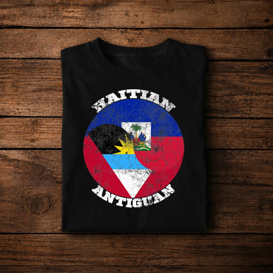 Haitian Antigua Flag T-Shirt – Caribbean Heritage Pride Shirt, Haiti Antigua Friendship Tee, Island Culture Graphic Tee