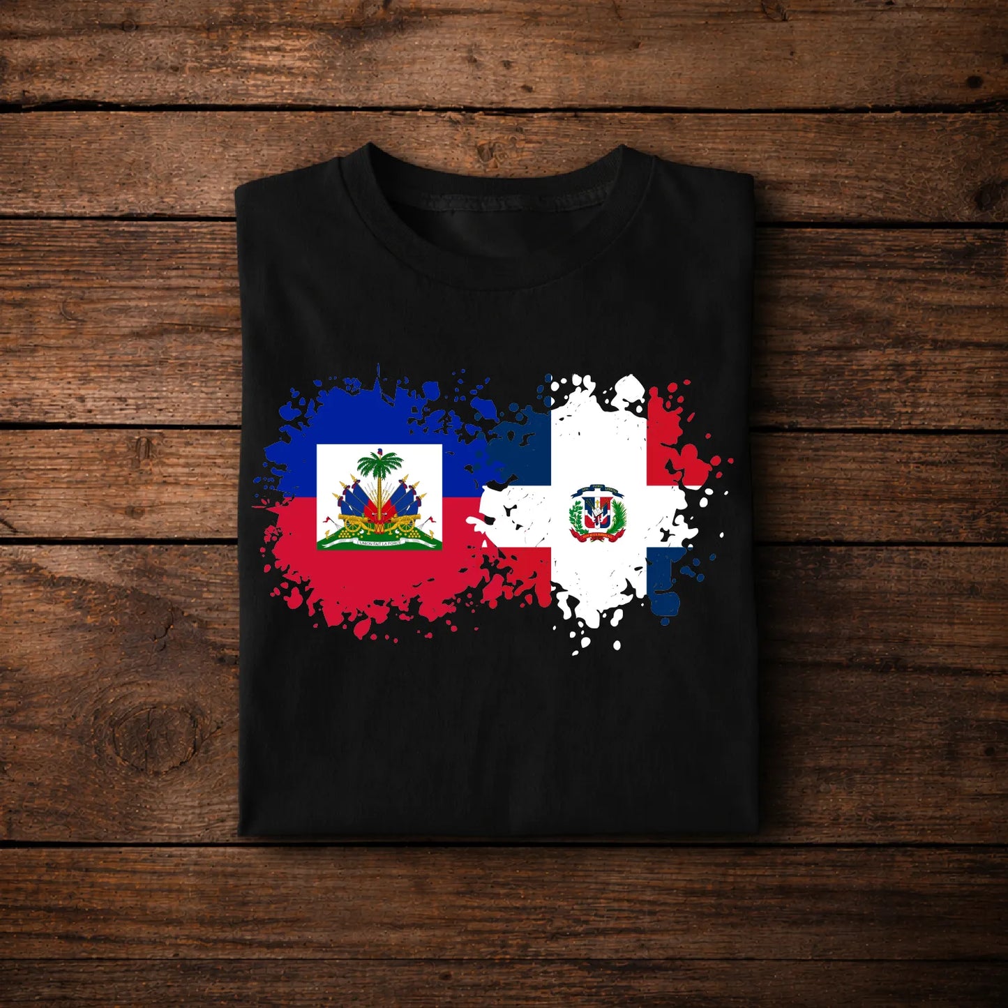 Dominican Republic Haiti Flag Fusion T-Shirt – Caribbean Unity Design
