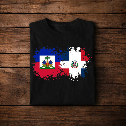 Dominican Republic Haiti Flag Fusion T-Shirt – Caribbean Unity Design