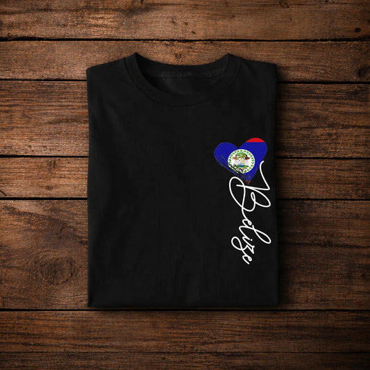 Love Belize Shirt – Heart Belize Flag Minimalist Design