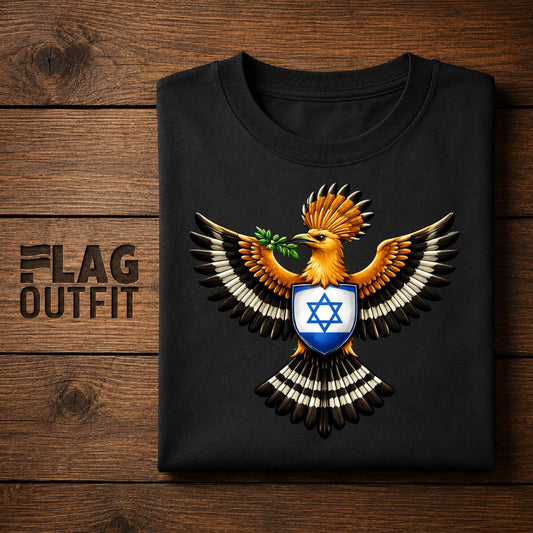 Israel Hoopoe Bird Shirt, Israeli National Bird T-Shirt, Israel Flag Crest, Wildlife Gift, Israeli Heritage Design