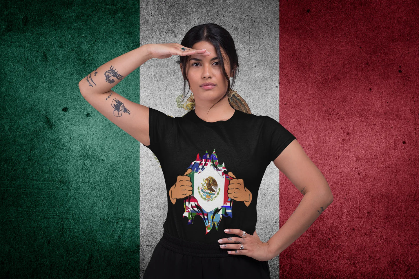 Mexico Inside Ripped Design – Mexican Pride Flag Style