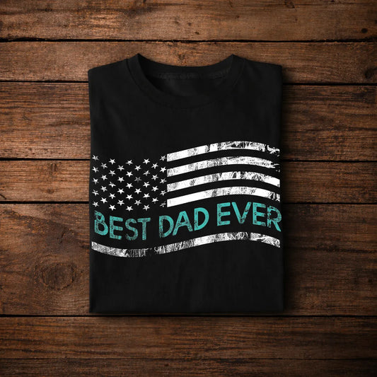 Best Dad Ever Shirt USA Flag Gift for Dad Father’s Day Patriotic T-Shirt