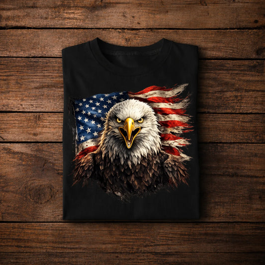 Bald Eagle American Flag T-Shirt – Patriotic USA Freedom Shirt, Independence 1776 Tee, 4th of July Gift