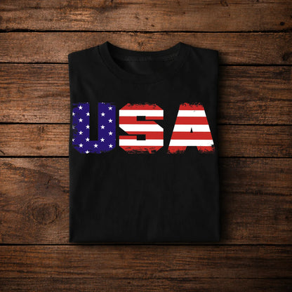 USA American Flag T-Shirt 🇺🇸 | Bold Patriotic USA Letters Tee