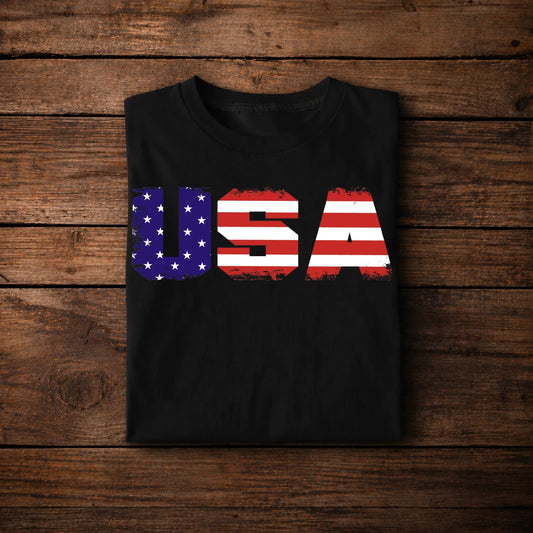 USA American Flag T-Shirt 🇺🇸 | Bold Patriotic USA Letters Tee