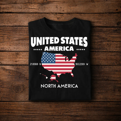 American Flag USA Tshirt, Patriotic United States Map Shirt, US localization