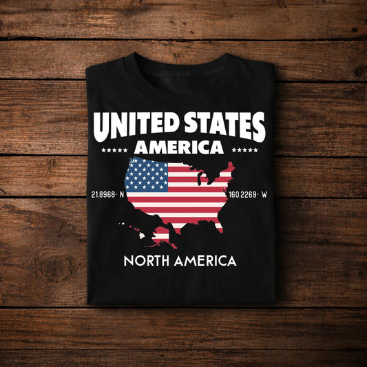 American Flag USA Tshirt, Patriotic United States Map Shirt, US localization