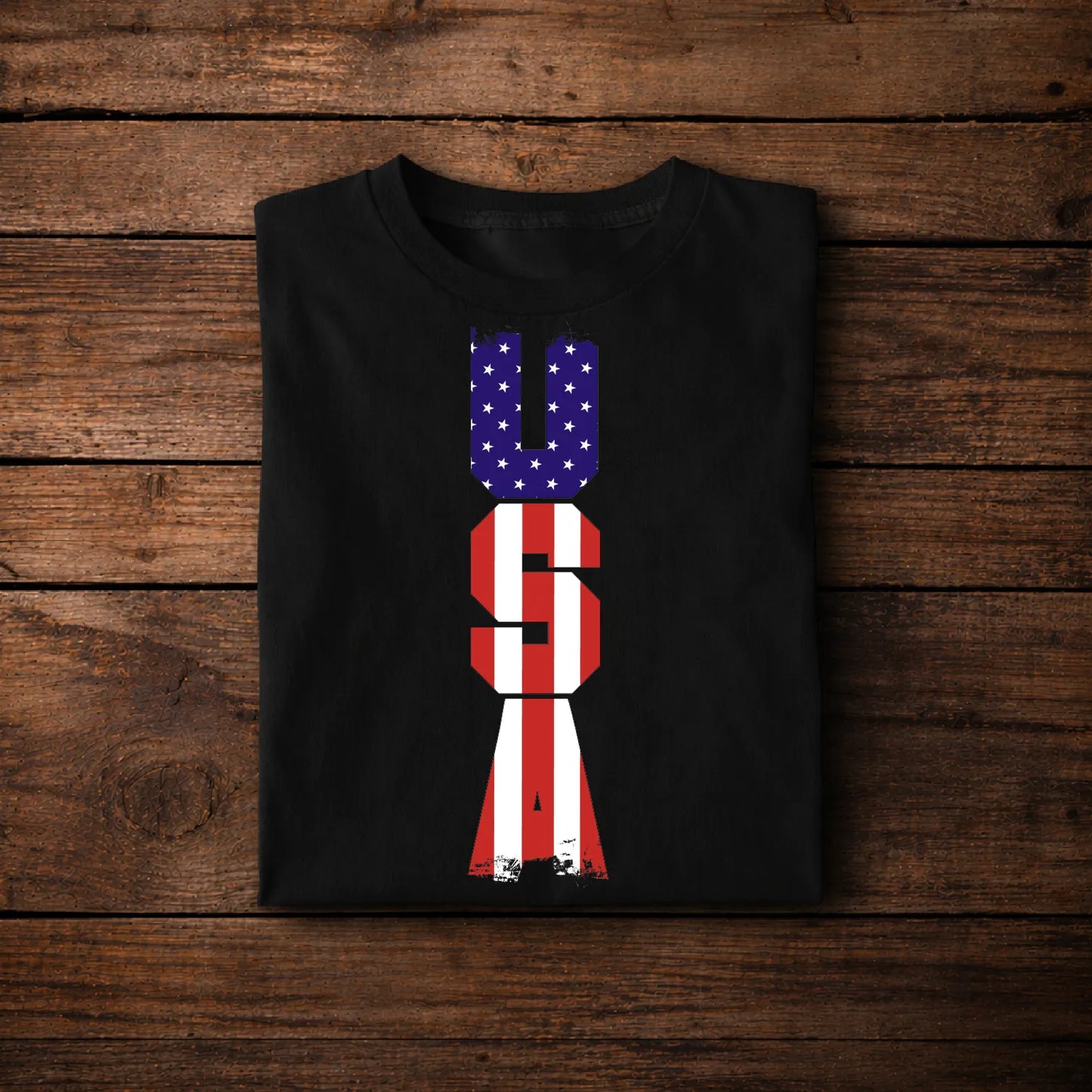 USA Vertical Design T-Shirt 🇺🇸 | Unique American Flag Letters Tee