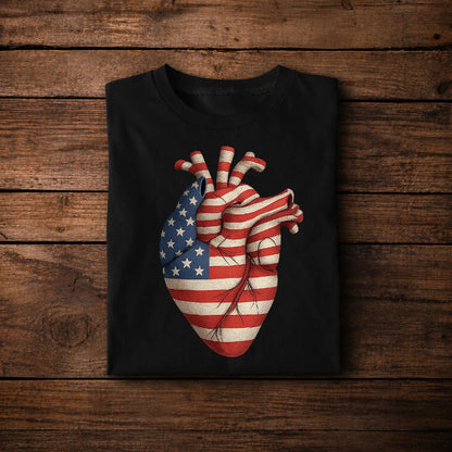 USA Heart Anatomy T-Shirt 🇺🇸 | American Flag Love & Pride Shirt
