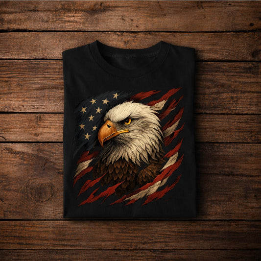 Bald Eagle American Flag T-Shirt – Patriotic USA Shirt, 4th of July Freedom Tee