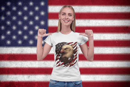 Bald Eagle American Flag T-Shirt – Patriotic USA Shirt, 4th of July Freedom Tee