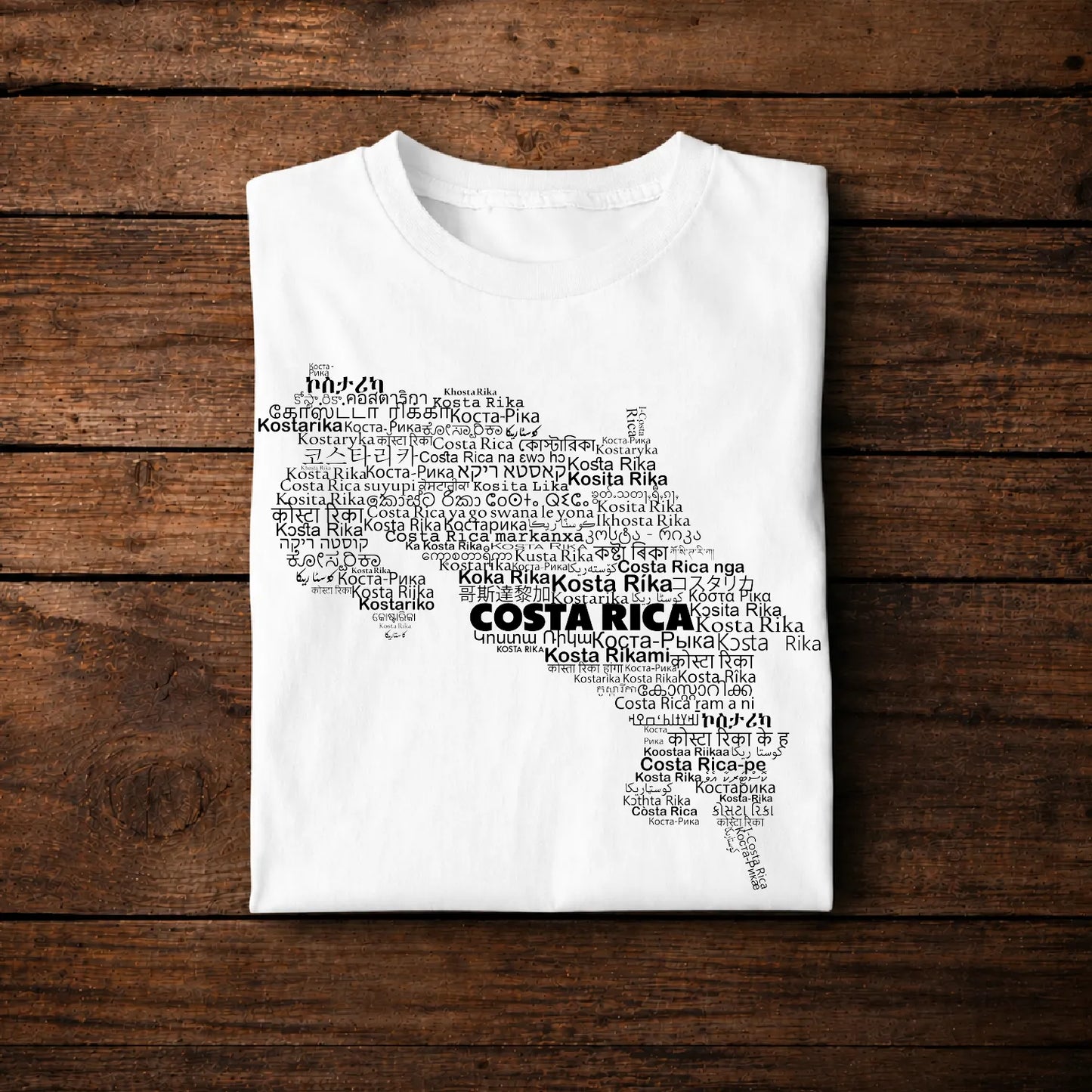 Costa Rica Map Typography T-Shirt - World Languages Word Art shirt