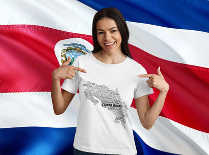 Costa Rica Map Typography T-Shirt - World Languages Word Art shirt