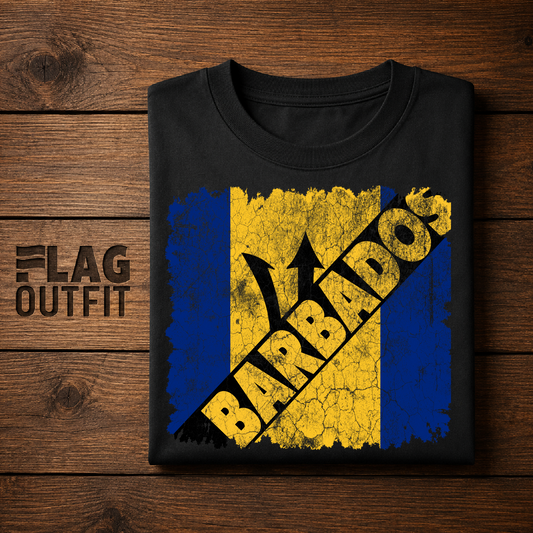 Vintage Barbados Flag Shirt, Barbadian Pride, Barbados Heritage, Broken Trident, Caribbean Retro Flag Design