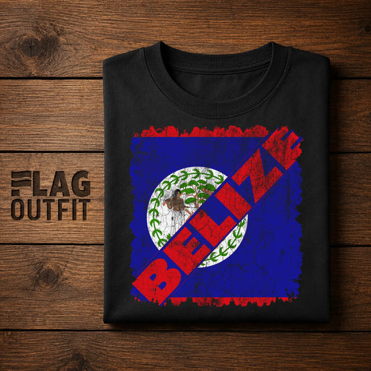 Vintage Belize Flag Shirt, Belizean Pride, Belize Heritage, National Coat of Arms, Sub Umbra Floreo Retro Design