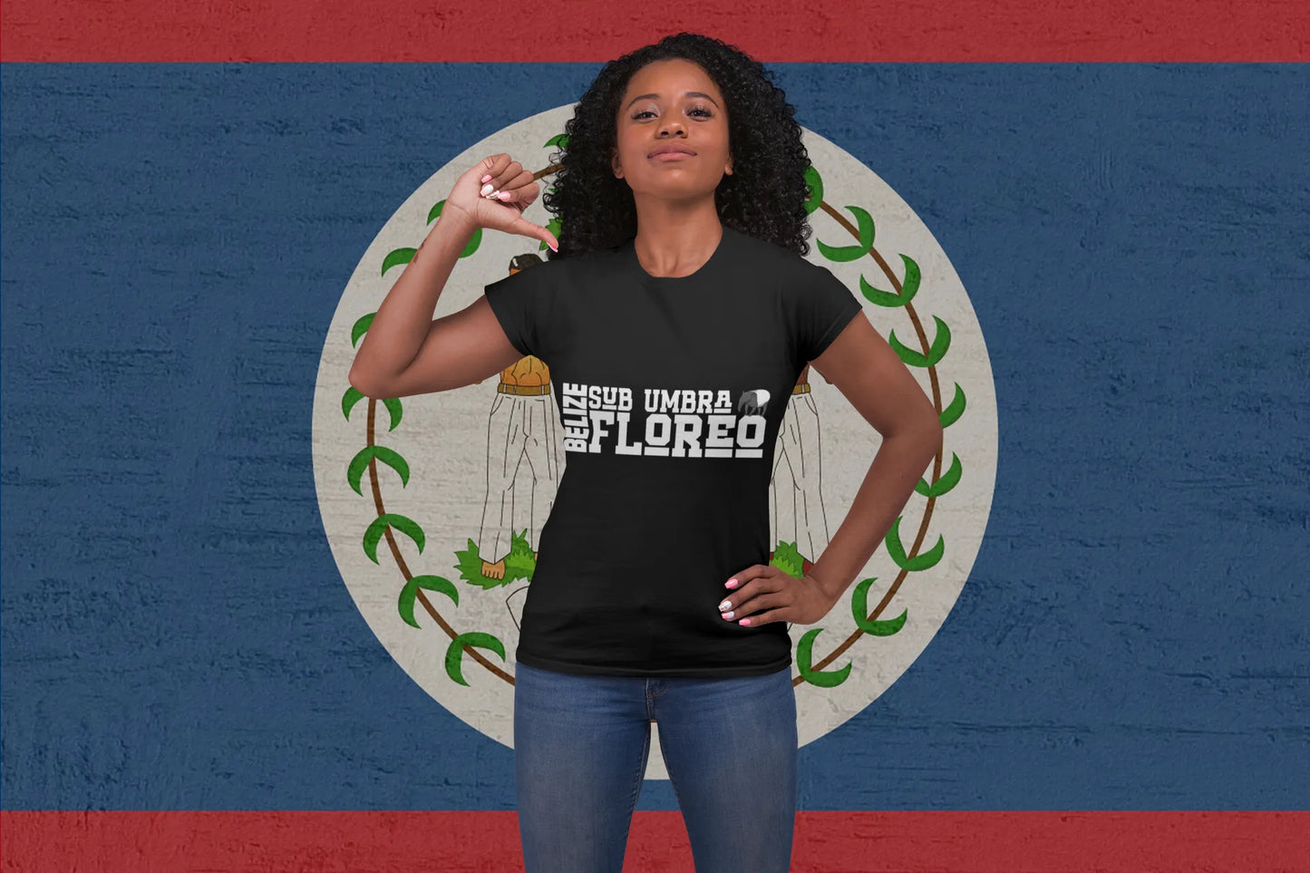 Belize Motto Shirt – Sub Umbra Floreo Tapir Flag Design