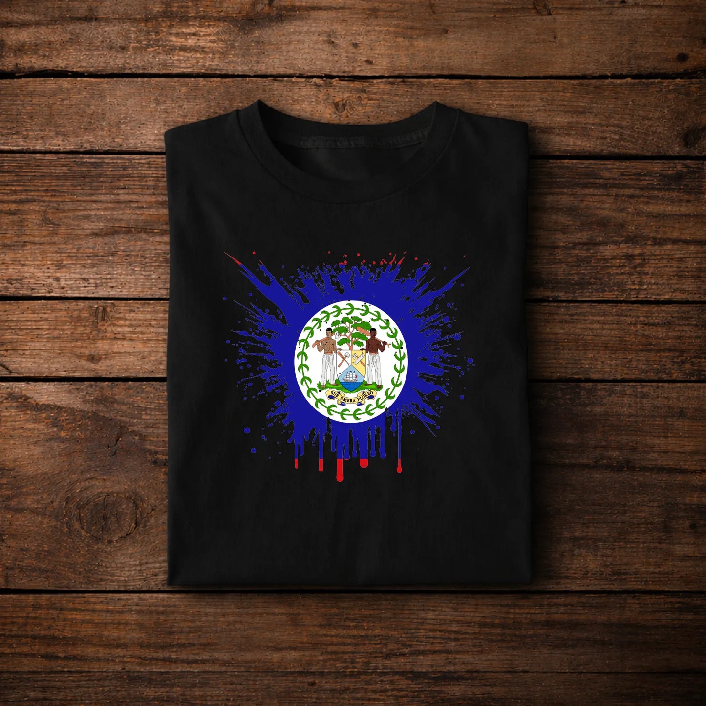 Belize Flag Paint Splash Shirt – Bold Patriotic Design