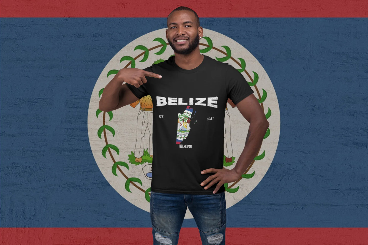 Belize Map Flag Shirt – Belmopan 1981 Belize Pride Design