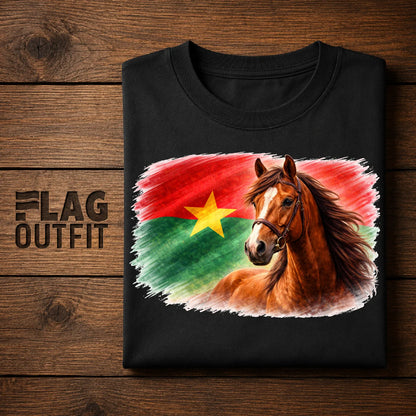 Burkina Faso Flag Horse T-Shirt, Burkina Faso Pride Shirt, African Heritage Tee, Patriotic Burkina Faso Gift, Travel Souvenir