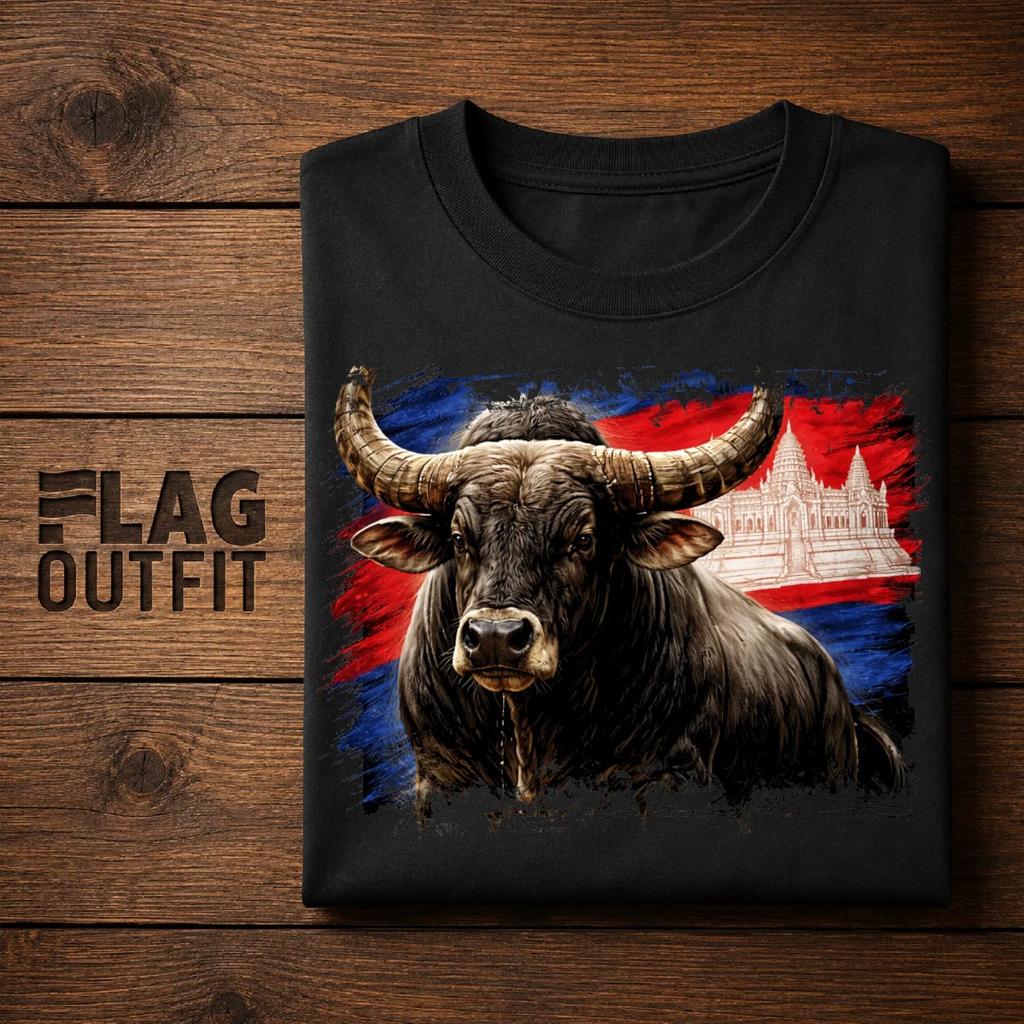 Cambodia Kouprey T-Shirt, Cambodia Flag Shirt, Cambodian Pride Tee, Khmer Heritage Gift, Cambodia Travel Souvenir