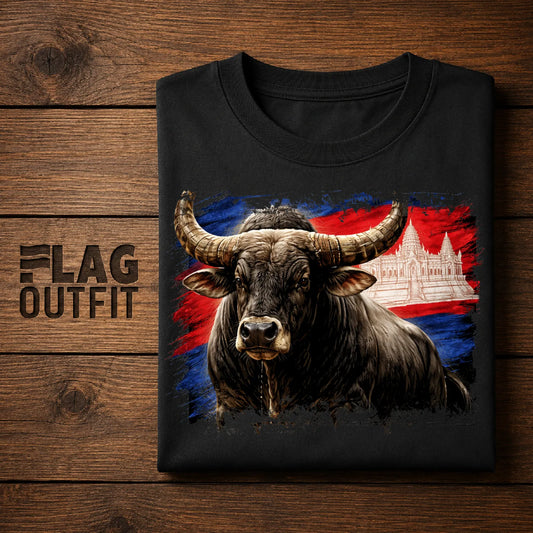 Cambodia Kouprey T-Shirt, Cambodia Flag Shirt, Cambodian Pride Tee, Khmer Heritage Gift, Cambodia Travel Souvenir