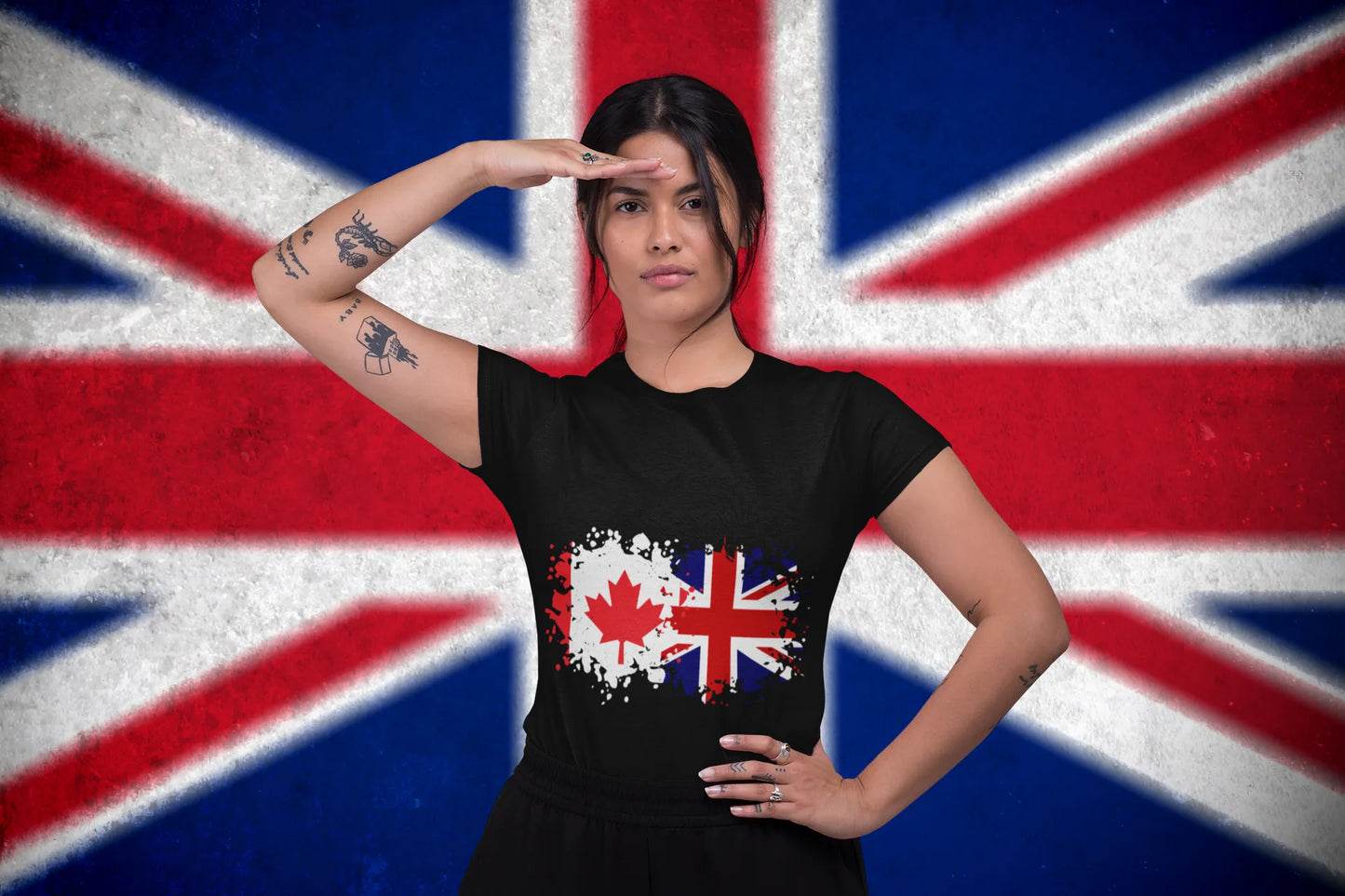 Canada UK Flag T-Shirt – British Canadian Pride Shirt, Minimalist Union Jack Maple Leaf Tee