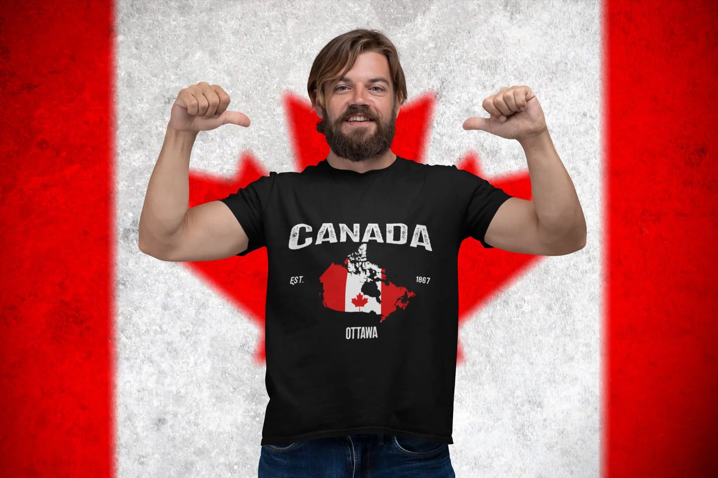 Canada Ottawa Vintage Flag Map T-Shirt – Patriotic Graphic Tee