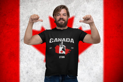 Canada Ottawa Vintage Flag Map T-Shirt – Patriotic Graphic Tee