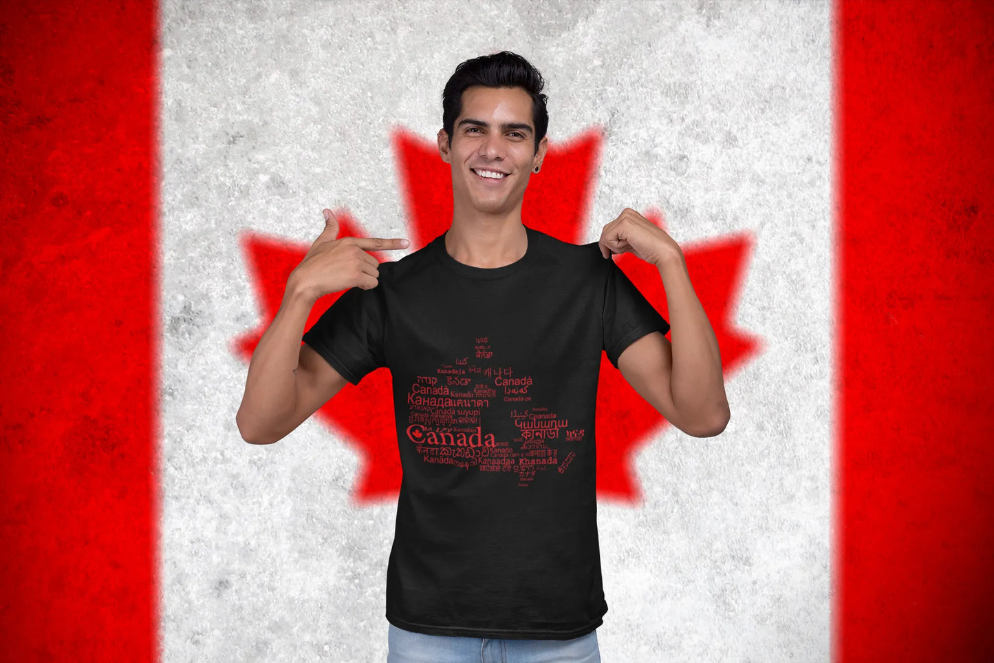 Canada Red Map Typography T-Shirt