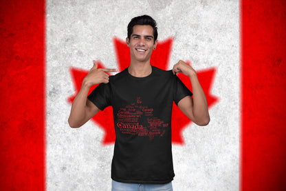 Canada Red Map Typography T-Shirt