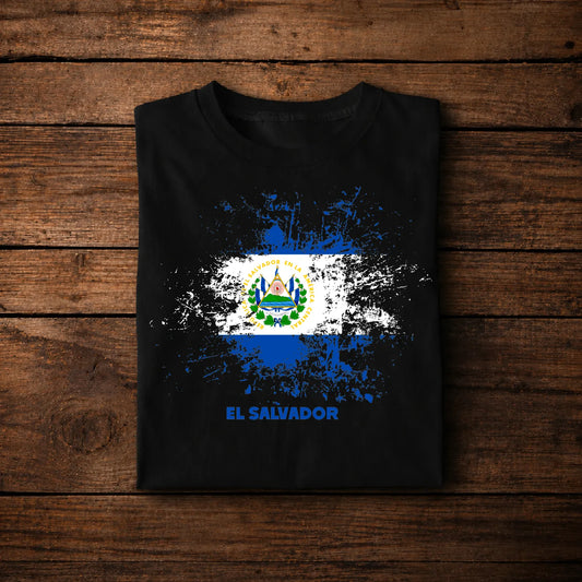 El Salvador Flag Distressed Shirt | Vintage Salvadoran Pride
