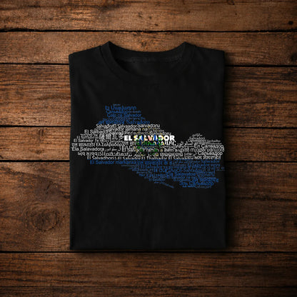 El Salvador Languages Map T-Shirt – Multilingual Salvador Typography Design