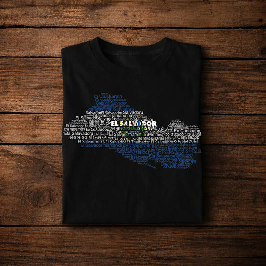 El Salvador Languages Map T-Shirt – Multilingual Salvador Typography Design