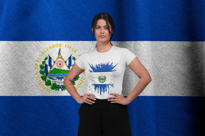 El Salvador Flag Splash Shirt, Salvadoran Patriotic Paint Design