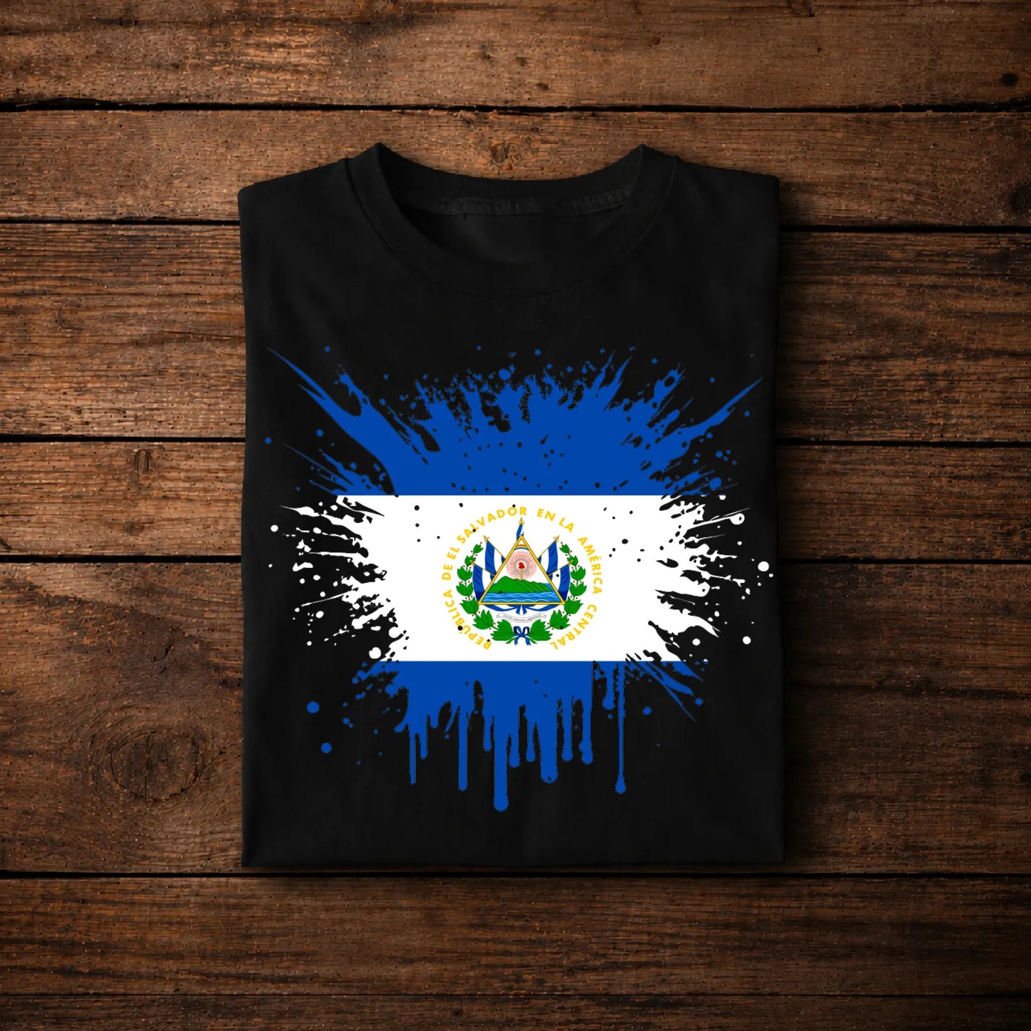 El Salvador Flag Splash Shirt, Salvadoran Patriotic Paint Design